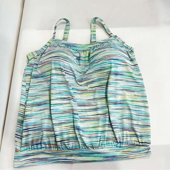 Lands' End Blouson Tummy Hiding Tankini Top Swimsuit Adjustable Straps Sz 16 DD - Picture 13 of 14